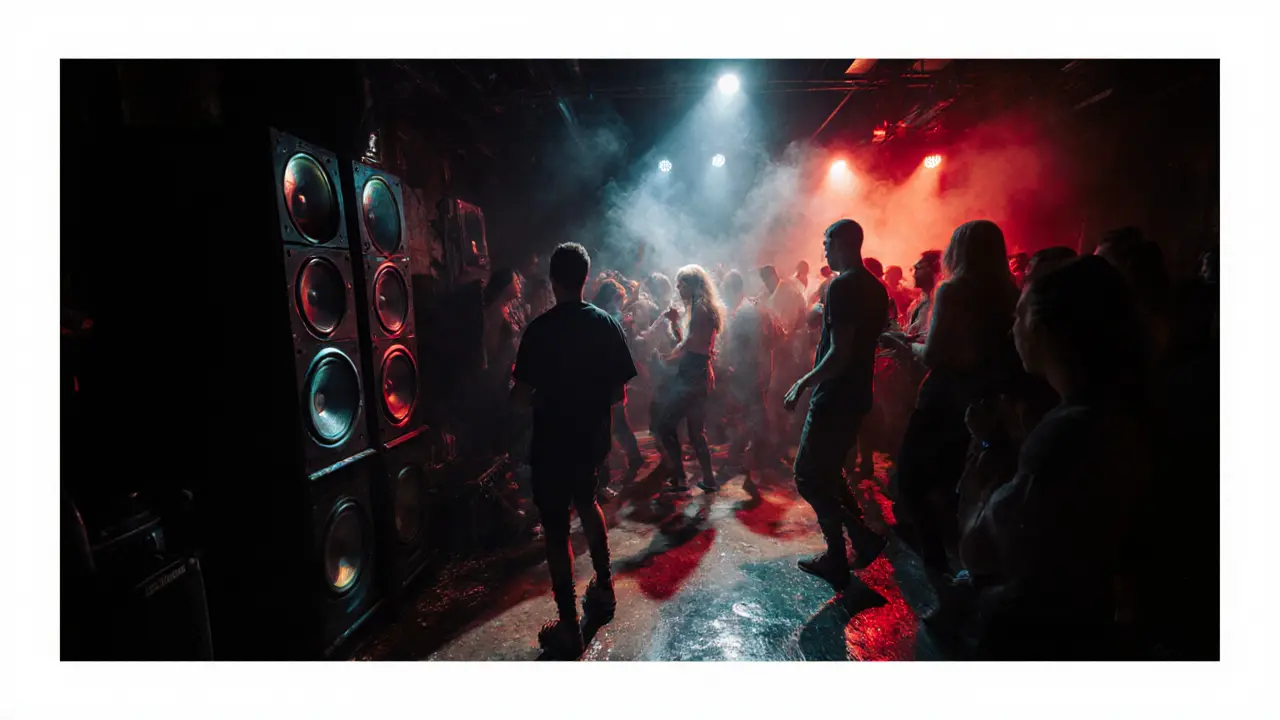 Club Fabric à Londres, foule dansante sous des lumières pulsées et un système audio imposant.