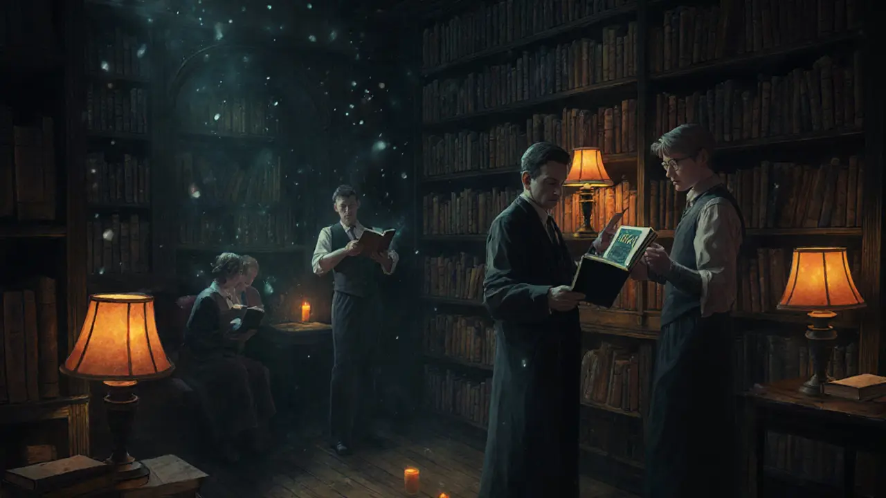 Bibliothèque secrète où choisir un livre change la musique et l&#039;ambiance de la pièce.