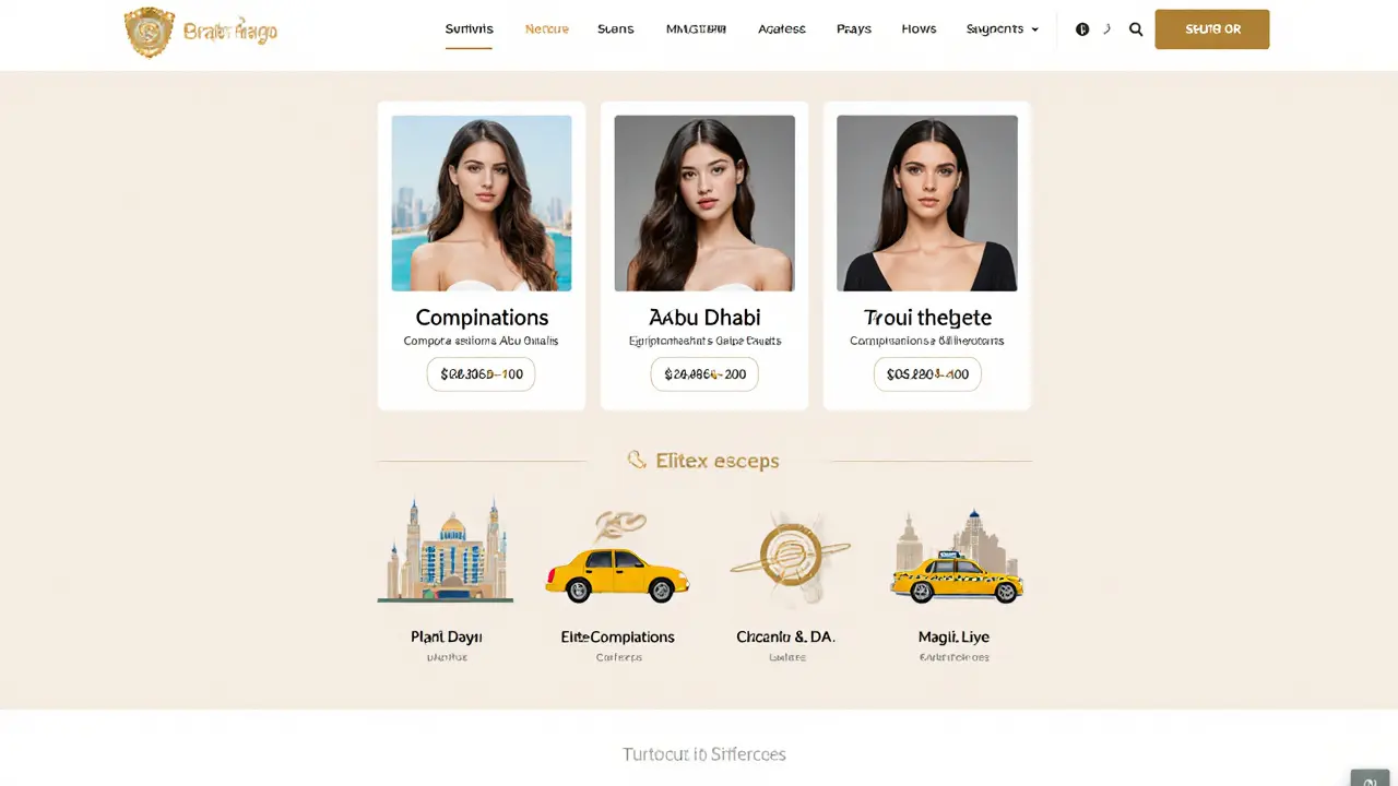 Site web professionnel de trois agences d&#039;escort légitimes à Abu Dhabi.