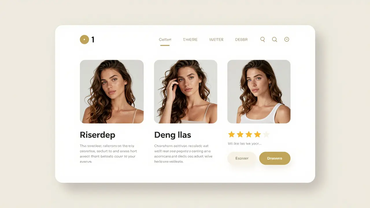 Profil professionnel d'une escorte sur un site web élégant, avec photos et détails vérifiés.