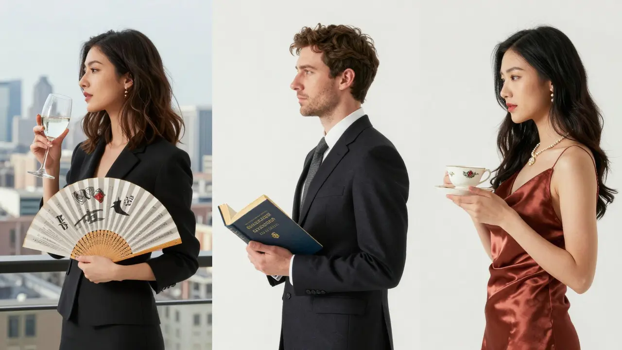 Trois profils de compagnes professionnelles : culturelle, internationale et classique, dans un cadre minimaliste.