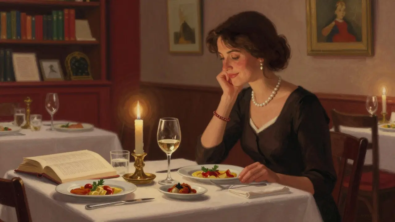 Dîner intime dans un restaurant de Brera, lumière de bougie et atmosphère culturelle.