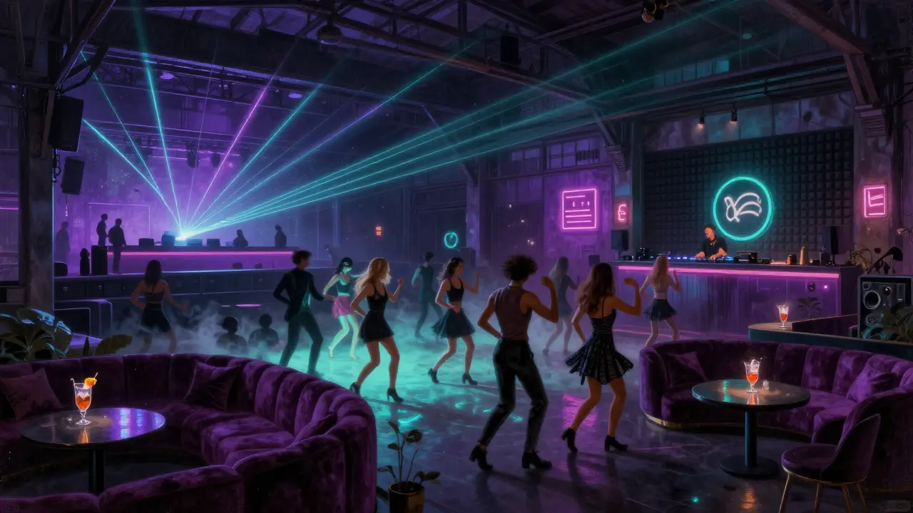 Magazzini Generali, un club industriel géant avec cinq salles de danse, lumières laser et foule dansant jusqu'au petit matin.