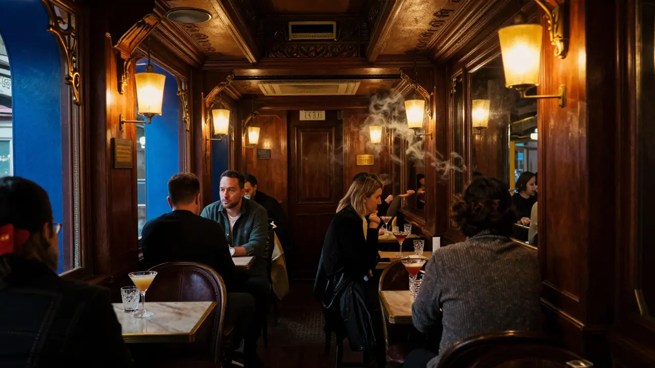 Bar caché sous la station Tünel avec ambiance feutrée