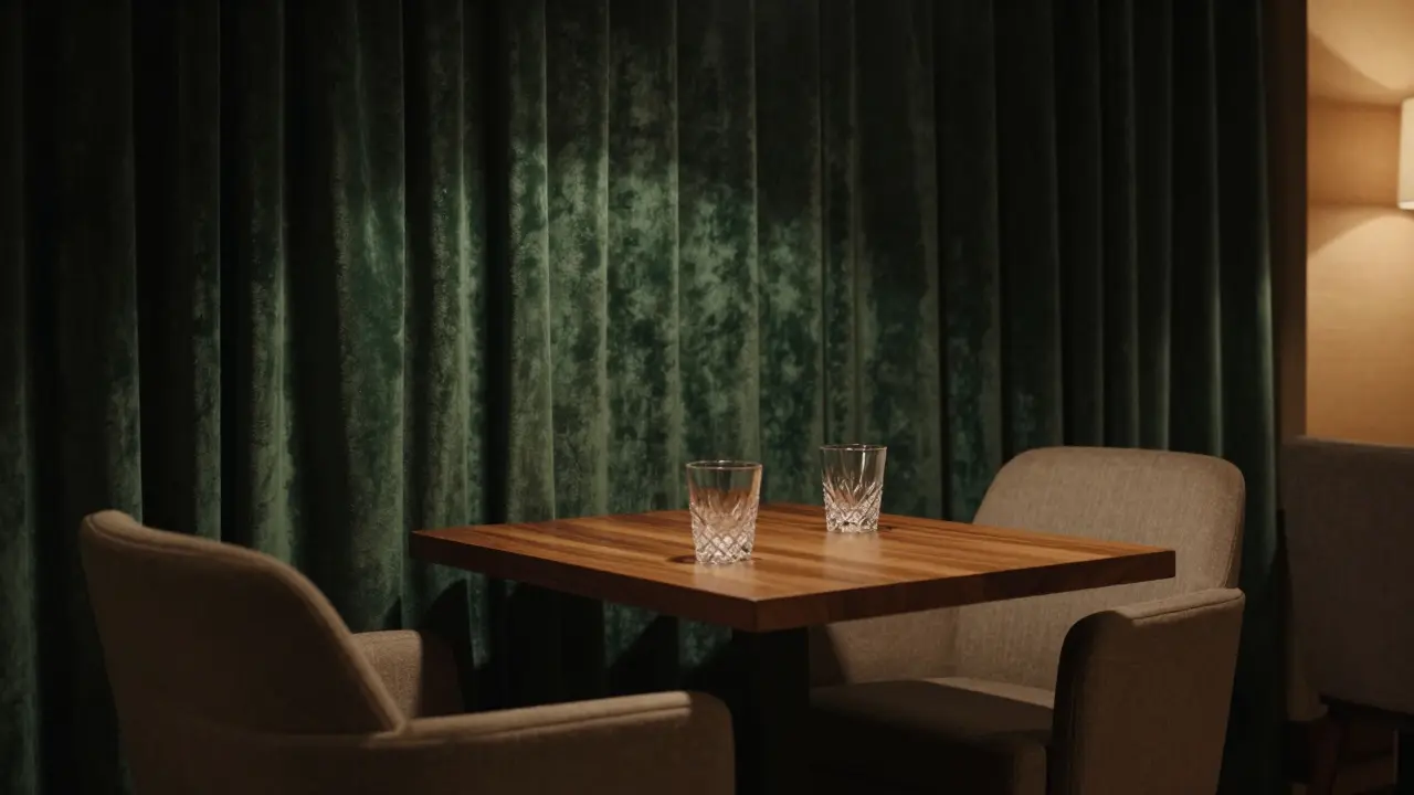 Salon d’hôtel luxueux avec une table prête pour une rencontre privée